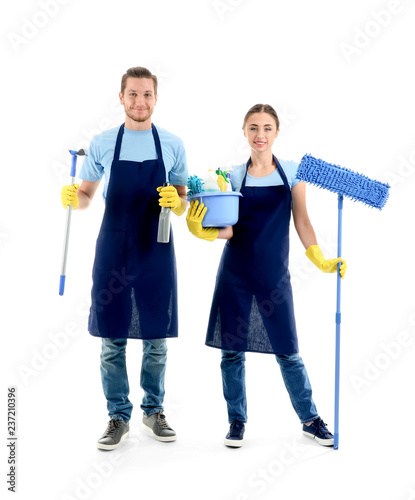Man and woman with cleaning...