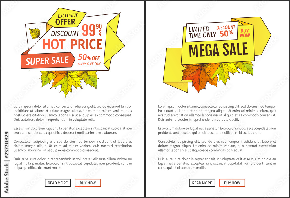 Mega Sale Discount Poster Maple Leaves Oak Foliage