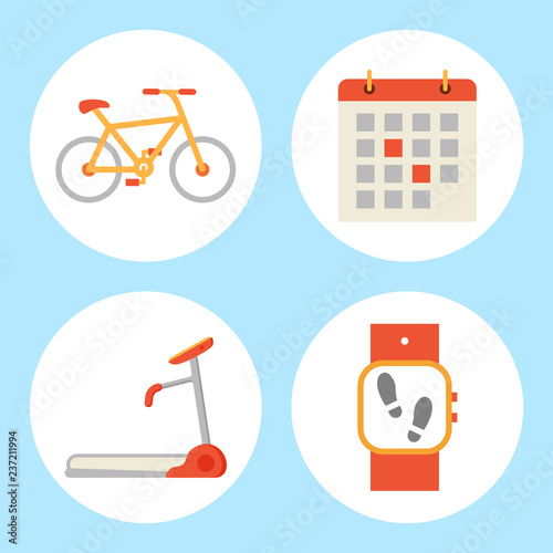 Treadmill and Bicycle Set Vector Illustration