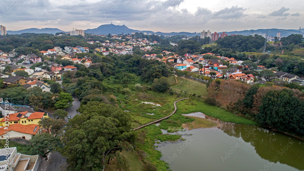 Drone View from Sao Paulo City Lake Pirituba - Brazil