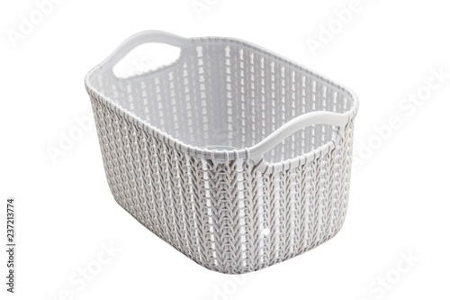 Plastic basket on white background