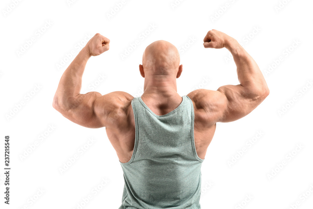 Muscular bodybuilder on white background Muscular bodybuilder on white background