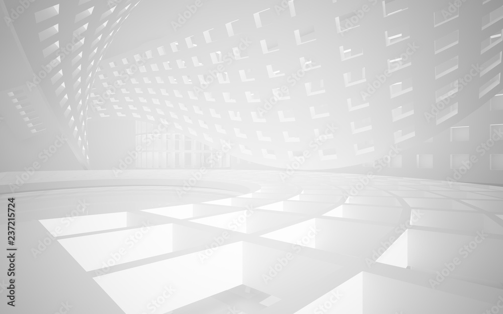 Abstract white interior of the future, with neon lighting. 3D illustration and rendering Abstract white interior of the future, with neon lighting. 3D illustration and rendering