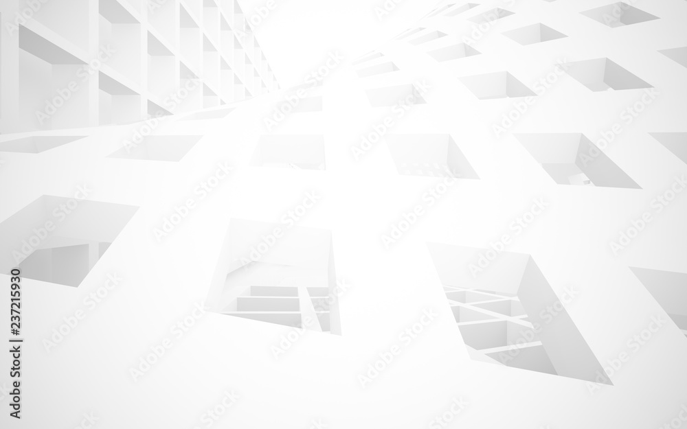 Fototapeta premium Abstract white interior highlights future. Architectural background. 3D illustration and rendering