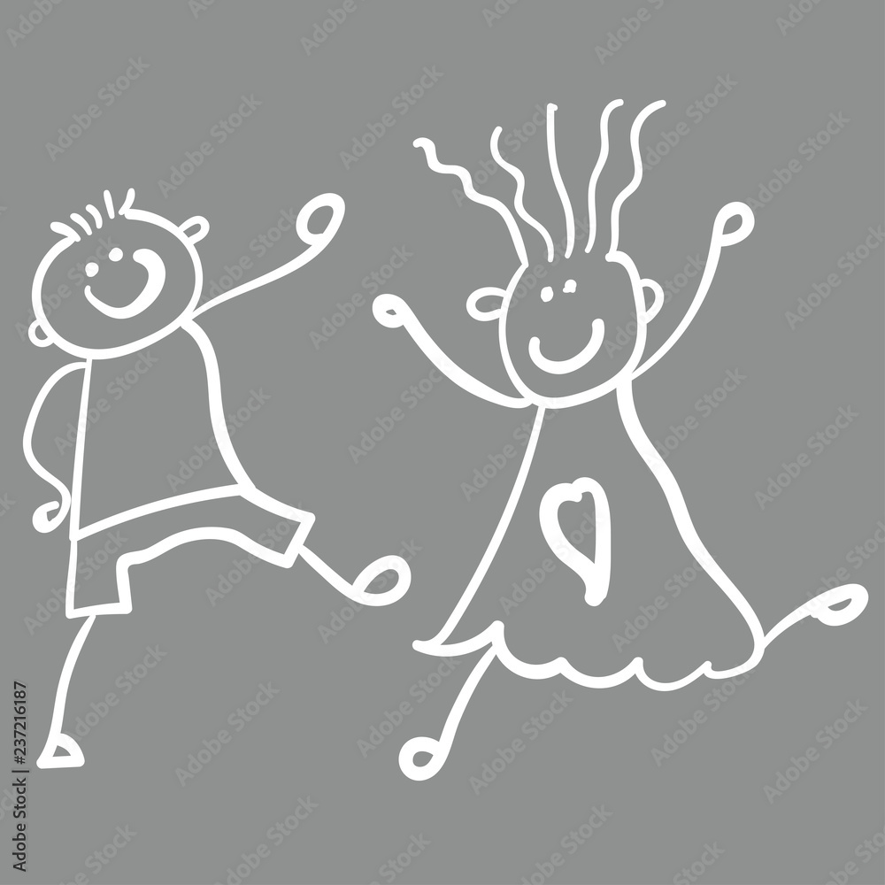 Fototapeta premium Children playing boy with girl