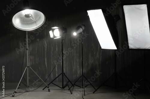 Lighting equipment on near dark wall