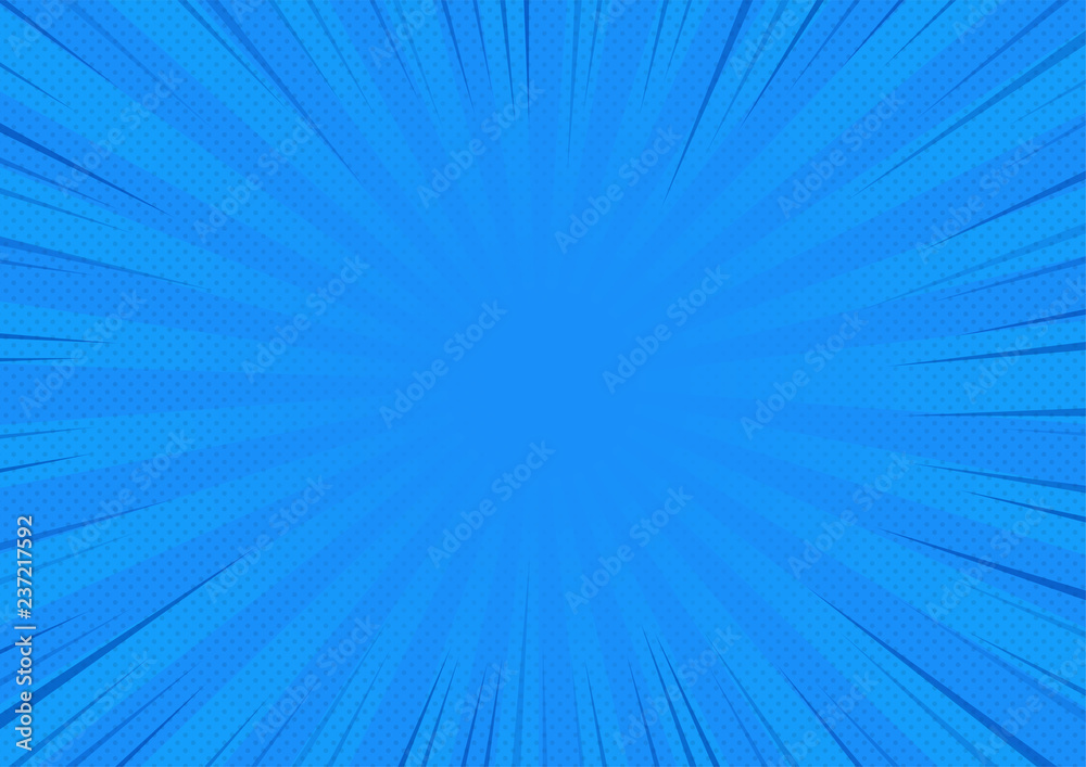 Blue Abstract Comic book background Cartoon style. Bigbamm or sunlight.  Vector Illustration. Stock Vector | Adobe Stock