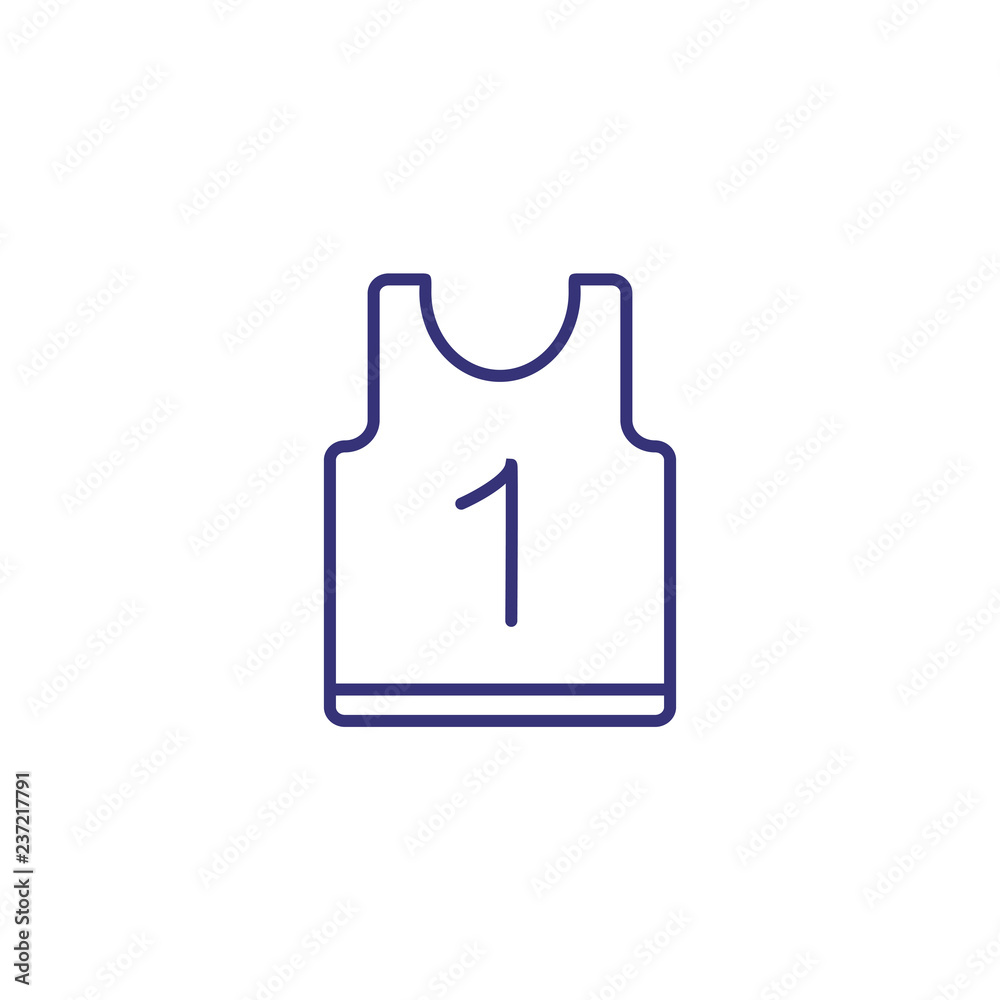 Shirt line icon. Sport t-shirt with first number on white background. Sport concept. Vector illustration can be used for topics like sport, active lifestyle, entertainment Shirt line icon. Sport t-shirt with first number on white background. Sport concept. Vector illustration can be used for topics like sport, active lifestyle, entertainment