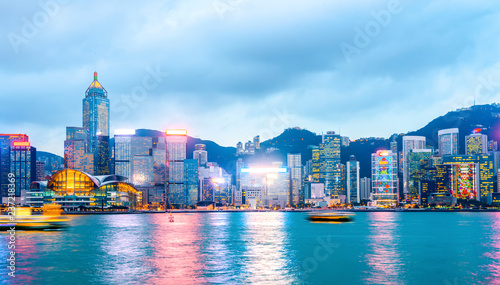 Canvas Print Urban Skyline and Architectural Landscape Nightscape in Hong Kong
