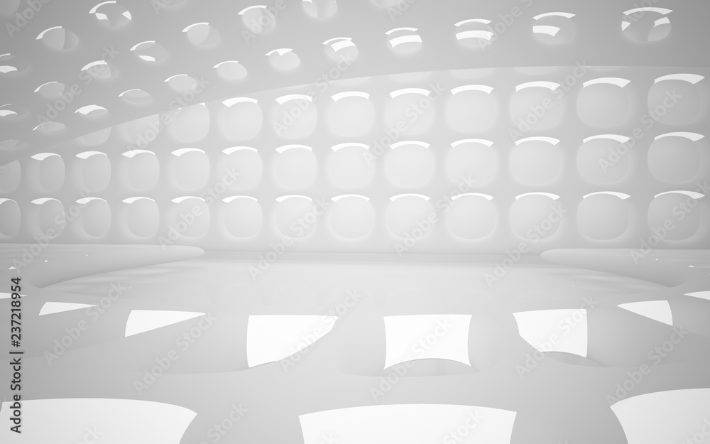 Fototapeta premium White smooth abstract architectural background whith gray lines . 3D illustration and rendering