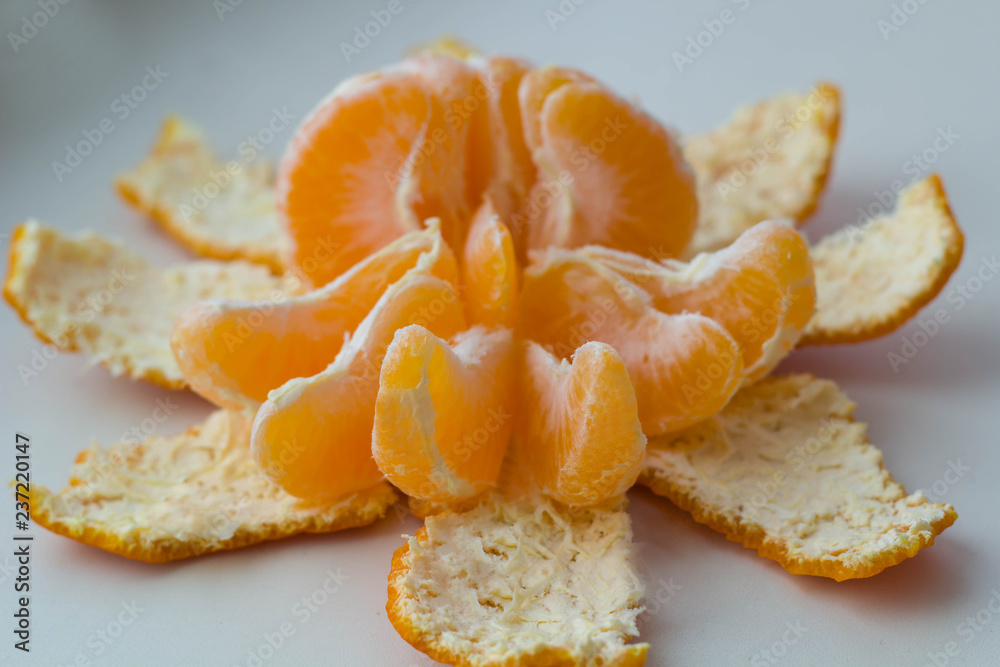 ripe and juicy sliced mandarines