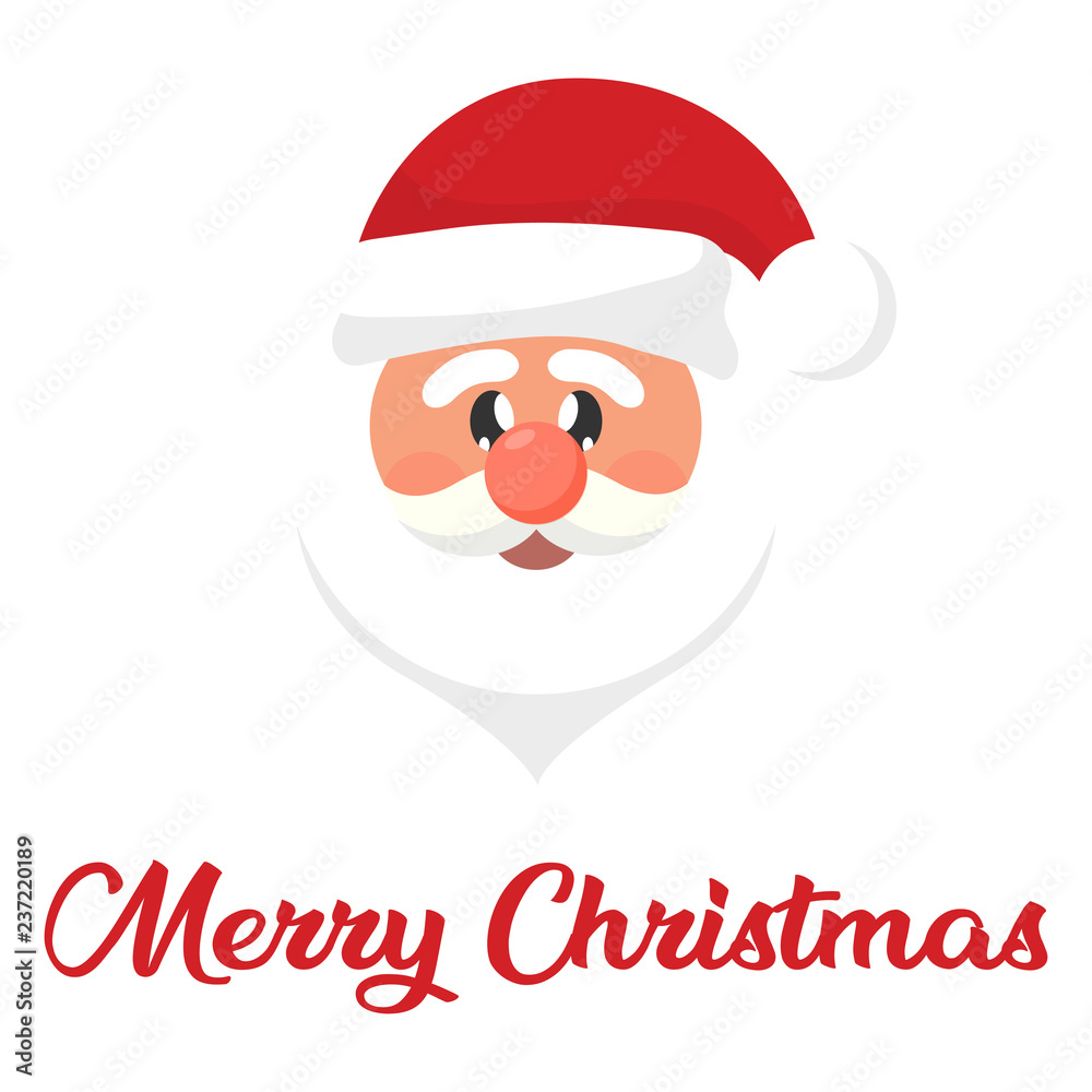 cartoon christmas santa claus head and christmas text