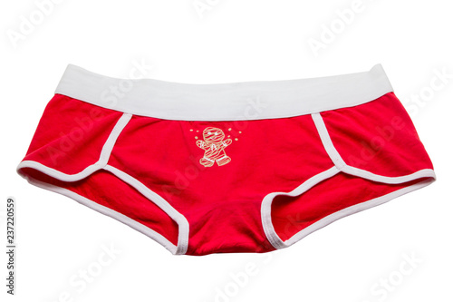 Red panties shorts isolated on white background