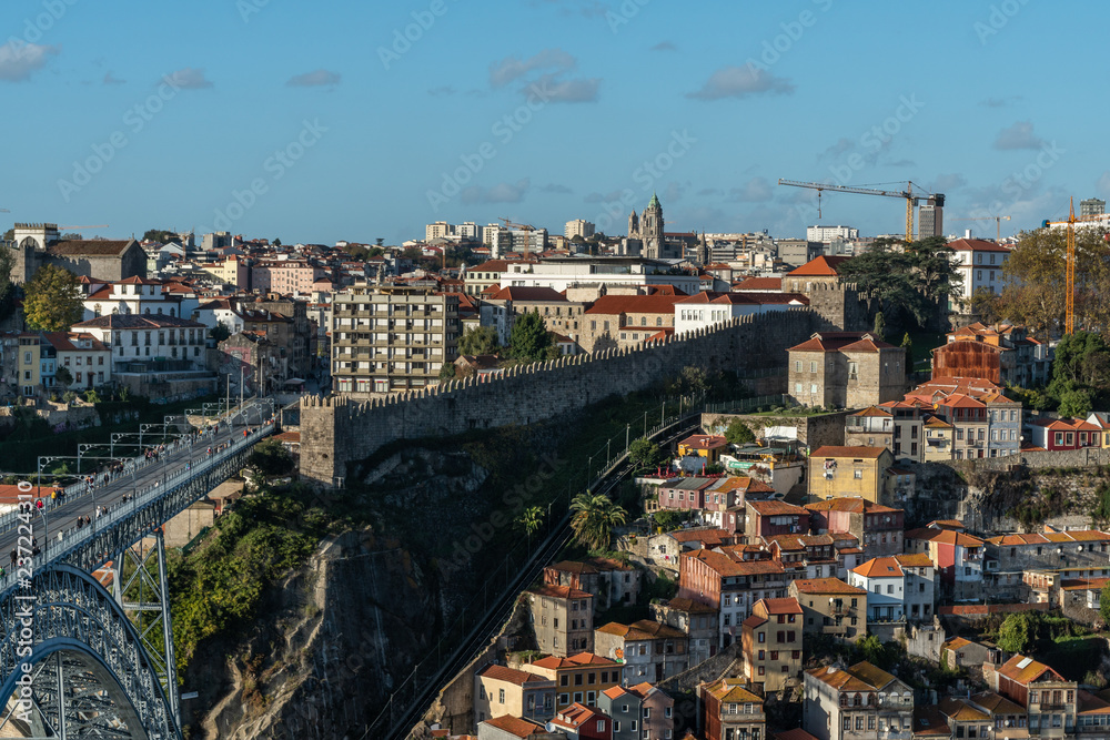 view of the city of potyo during the day with his bridge dom luis