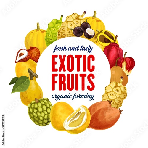 Exotic fruits icon for grocery shop or farm market