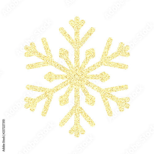 Gold glitter snowflake. Vector object isolated on white background