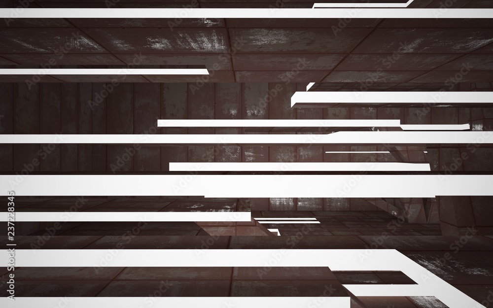 empty abstract room interior of sheets rusted metal. Architectural background. 3D illustration and rendering empty abstract room interior of sheets rusted metal. Architectural background. 3D illustration and rendering