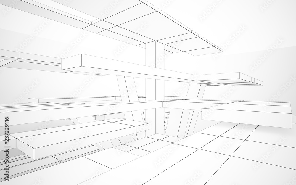 Abstract white interior highlights future. Polygon drawing. Architectural background. 3D illustration and rendering Abstract white interior highlights future. Polygon drawing. Architectural background. 3D illustration and rendering