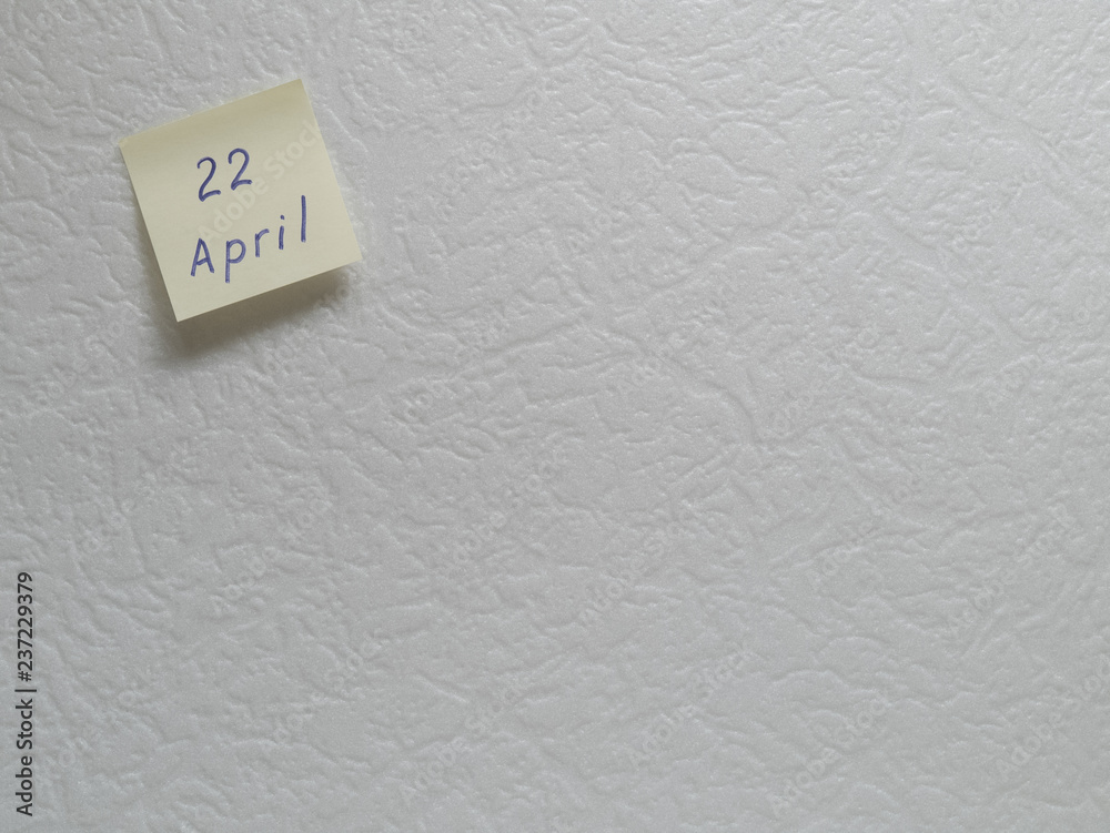 April 22, calendar date sticky note April 22, calendar date sticky note