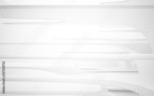 White smooth abstract architectural background whith gray lines . 3D illustration and rendering