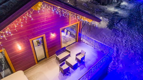Cottage in the snow. Winter...