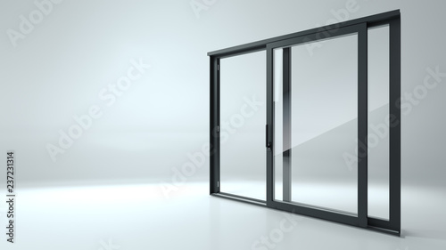 Black sliding door in the shop
