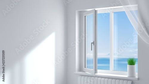 White plastic window in the room photo
