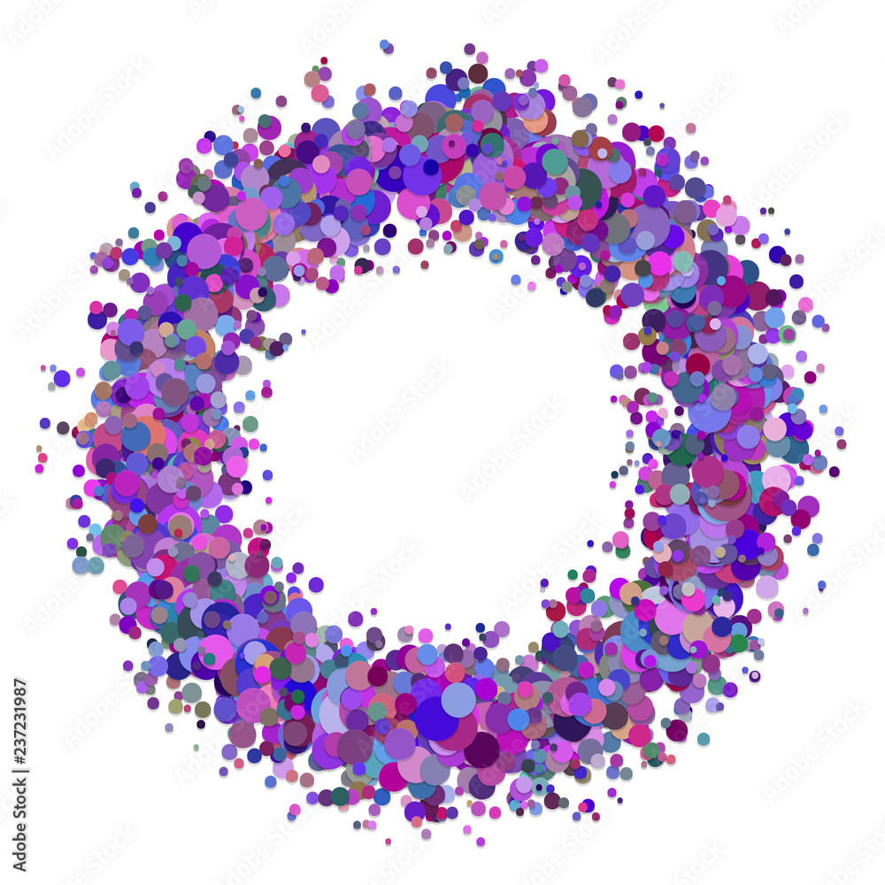 Blank abstract confetti circle background template with sprinkled circles - vector illustration