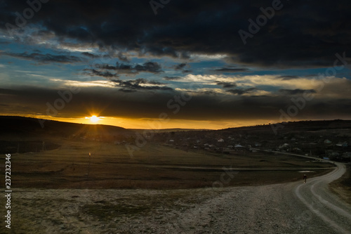 sunset, road