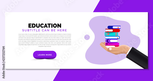 Education concept. Creative template in purple style. Vector