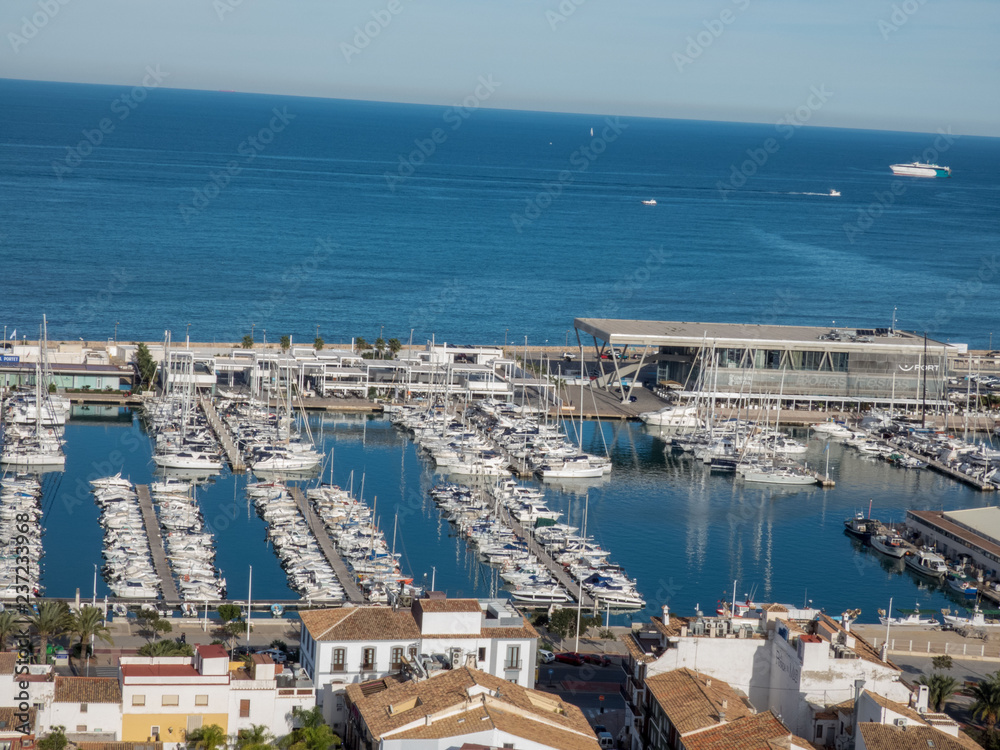 Boat harbour and ferry port in Denia, Spain