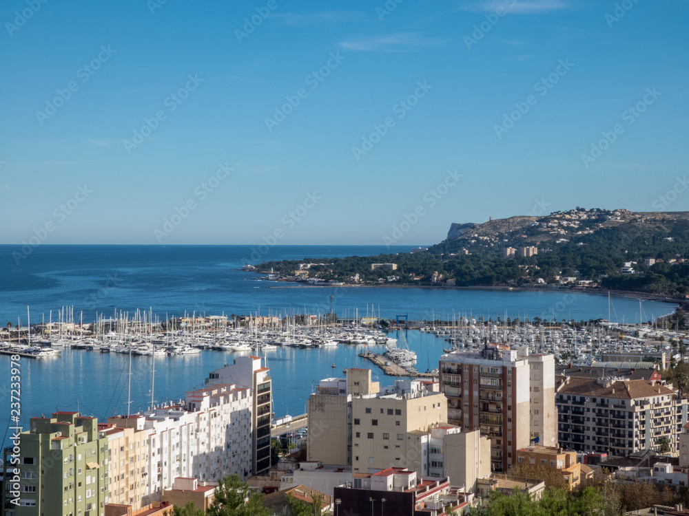 Fototapeta premium Boat harbour and ferry port in Denia, Spain