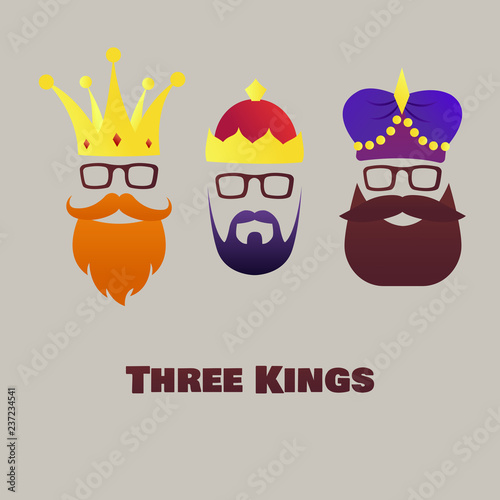 Vector illustration on the theme of Three Kings.  Epiphany day. 