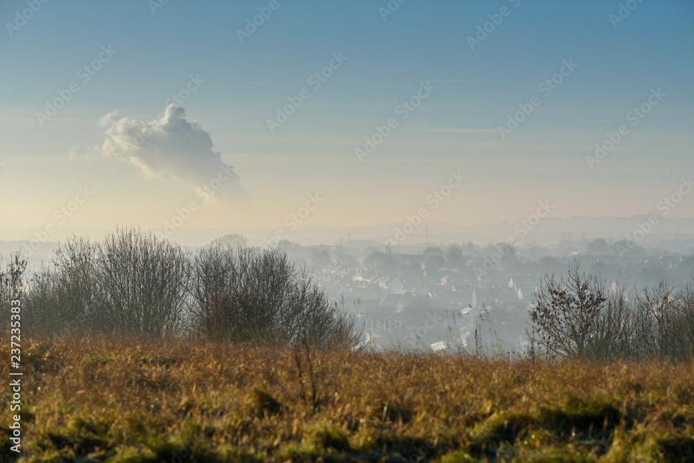 Winter view of Hucknall in the county of Nottinghamshire. 