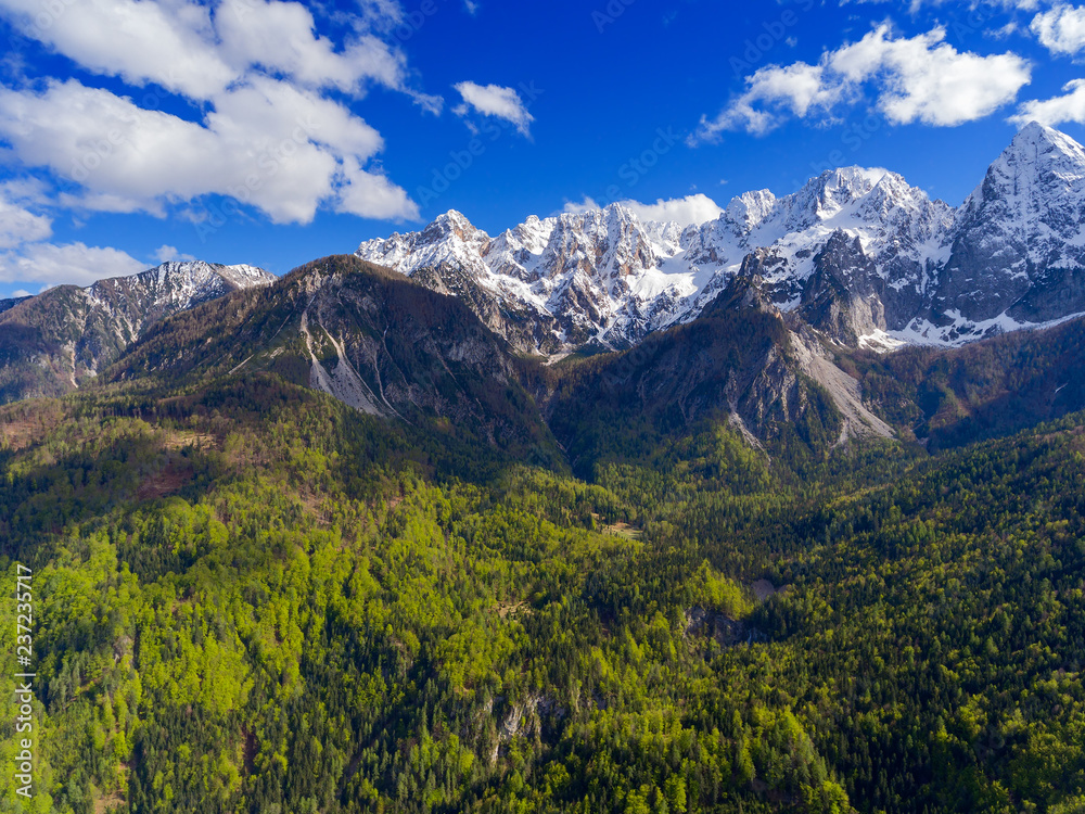 Aerial view on mountains in Triglav park