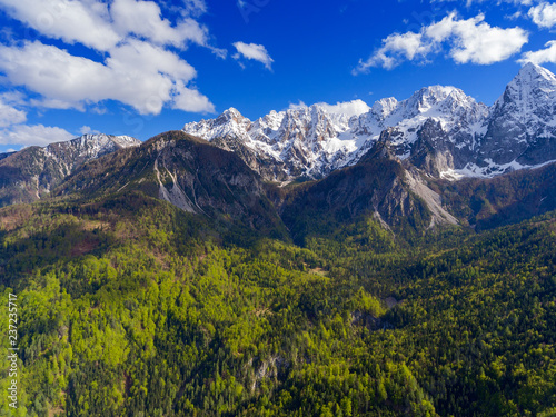 Aerial view on mountains in Triglav park