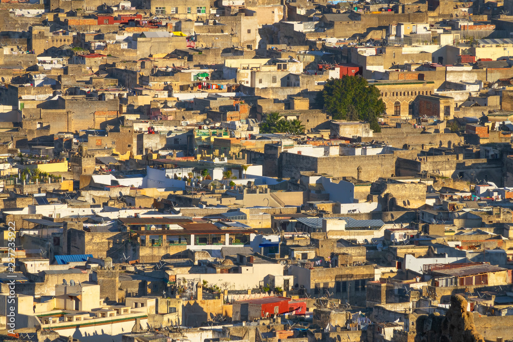 Aerial view of old Medina in Fes Morocco