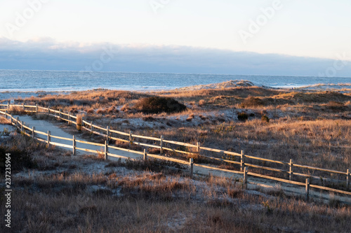Walkway to winter beach Ocean City NJ