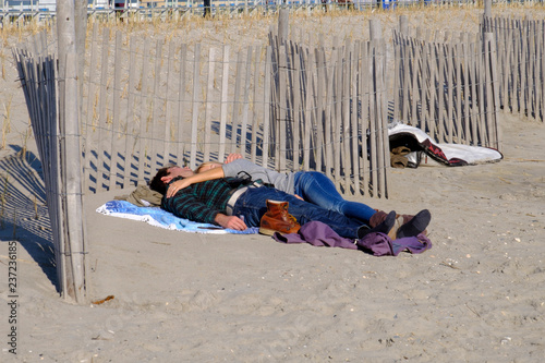 Winter beach nap