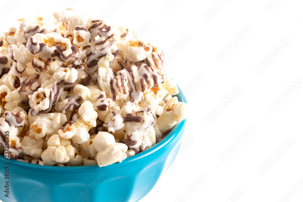 Pile of White and Milk Chocolate Drizzled Sweet Popcorn Pile of White and Milk Chocolate Drizzled Sweet Popcorn