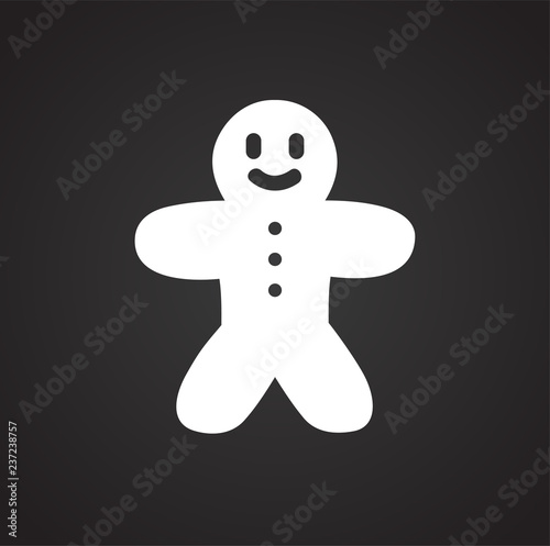 Ginger bread cookie man icon on black background for graphic and web design, Modern simple vector sign. Internet concept. Trendy symbol for website design web button or mobile app.