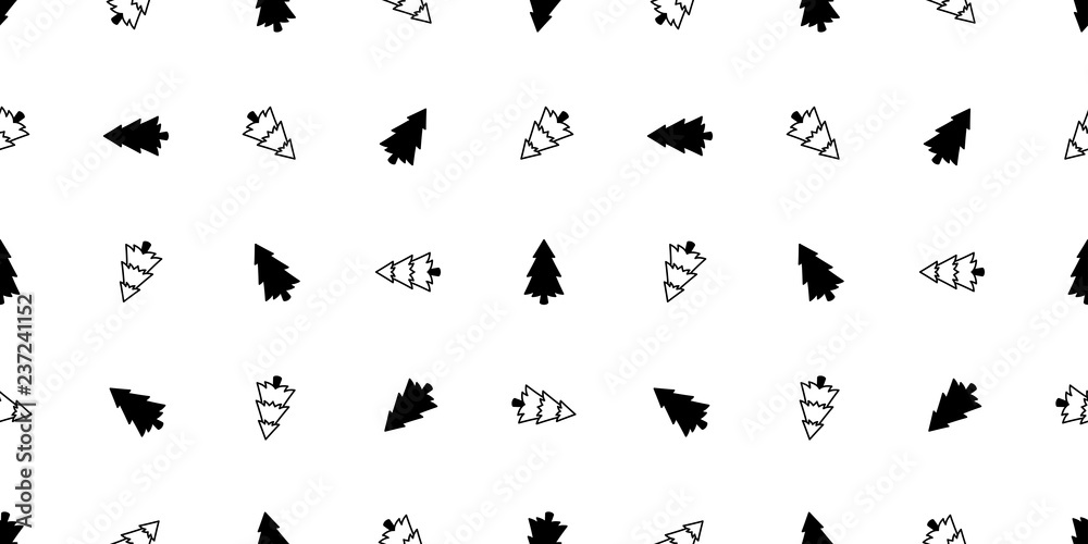 Fototapeta premium Christmas tree seamless pattern vector Santa Claus snow mountain forest wood scarf isolated cartoon illustration tile background repeat wallpaper