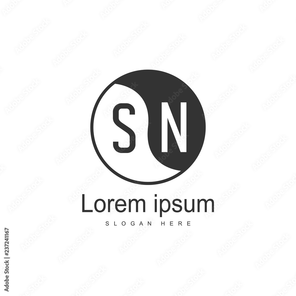 Initial letter SN Logo Template. Minimalist letter logo