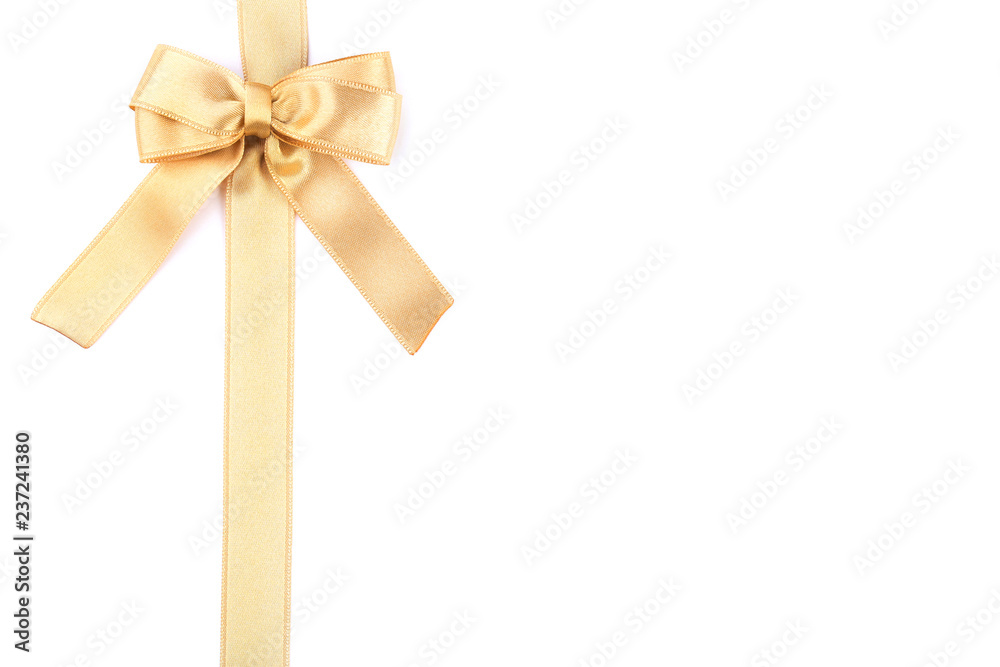 Golden bow with ribbon isolated on white background Golden bow with ribbon isolated on white background