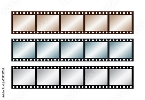 Three vintage stripes of five frames of 35 mm film