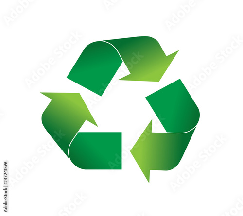 Green recycling logo icon illustration