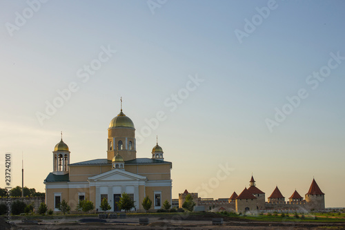 Bender fortress. An architectural monument of Eastern Europe. The Ottoman citadel. The Alexander Nevsky Cathedral. Moldova.