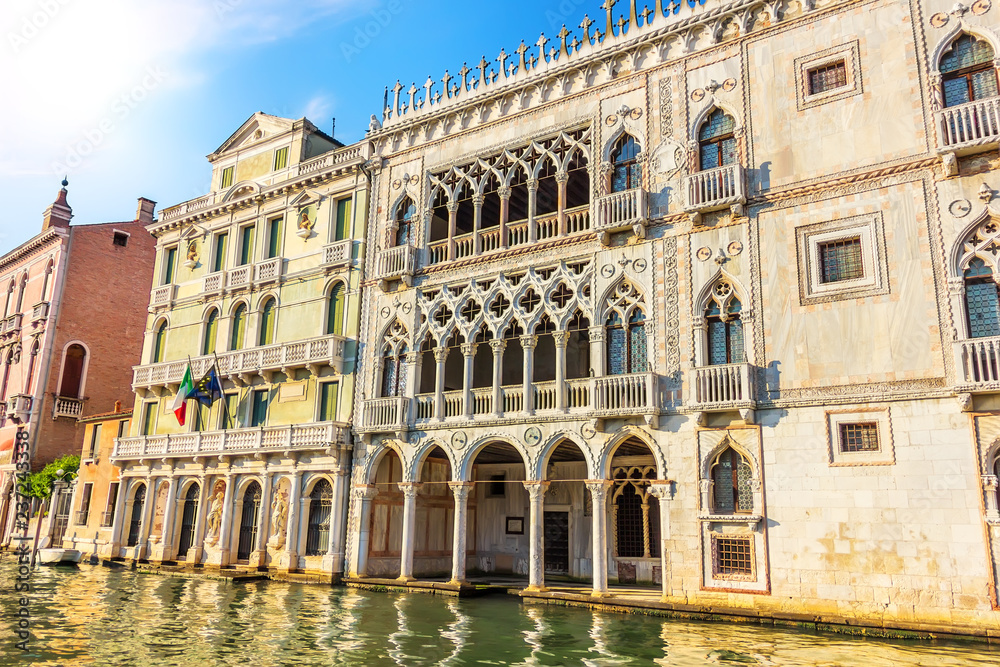 Ca' d'Oro Palace in Grand Canal of Venice, Italy