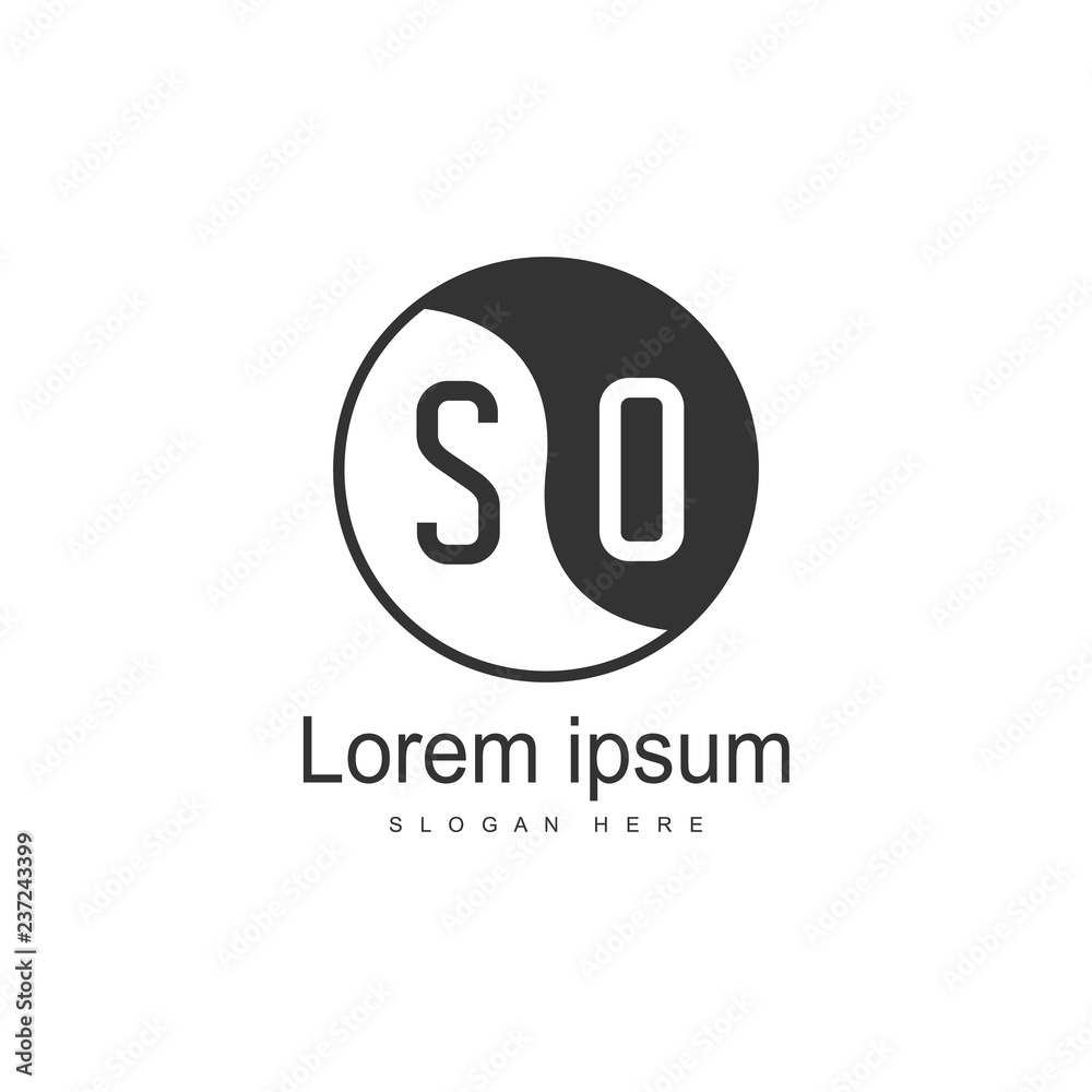 Initial letter SO Logo Template. Minimalist letter logo Initial letter SO Logo Template. Minimalist letter logo
