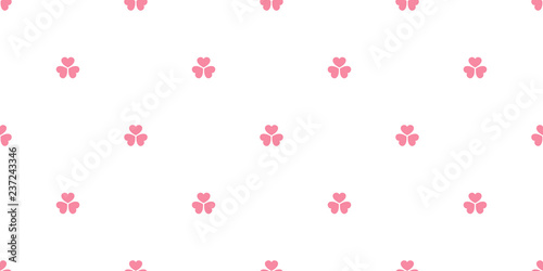 heart Seamless pattern valentine vector isolated pink Clover flower repeat wallpaper tile background